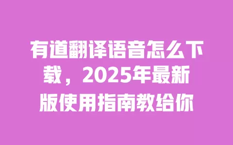 有道翻译语音怎么下载,2025年最新版使用指南教给你 一