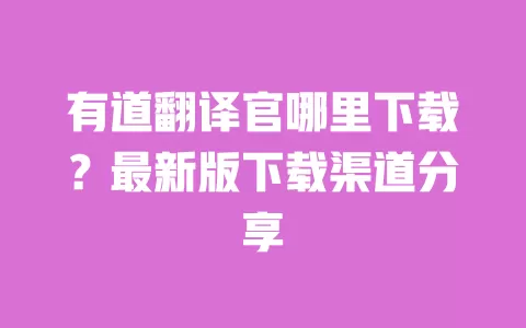 有道翻译官哪里下载?最新版下载渠道分享 一