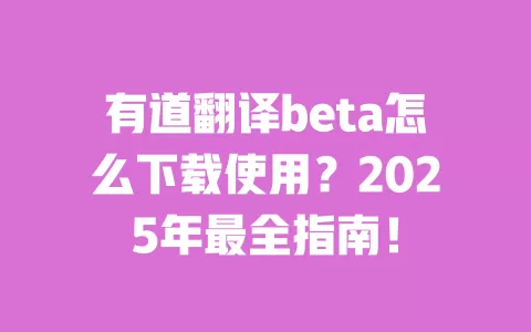 有道翻译beta怎么下载使用?2025年最全指南! 一