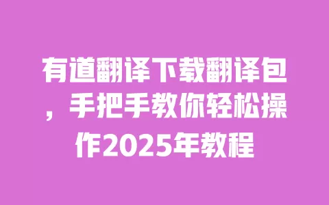 有道翻译下载翻译包,手把手教你轻松操作2025年教程 一