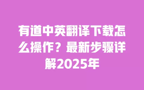 有道中英翻译下载怎么操作？最新步骤详解2025年 一