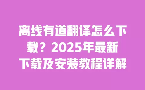 离线有道翻译怎么下载?2025年最新下载及安装教程详解 一