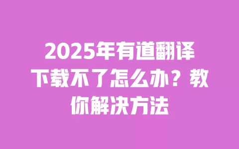 2025年有道翻译下载不了怎么办？教你解决方法 一