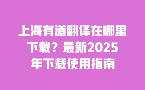 上海有道翻译在哪里下载?最新2025年下载使用指南 一