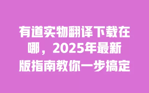 有道实物翻译下载在哪，2025年最新版指南教你一步搞定 一