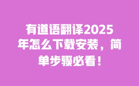 有道语翻译2025年怎么下载安装,简单步骤必看! 一