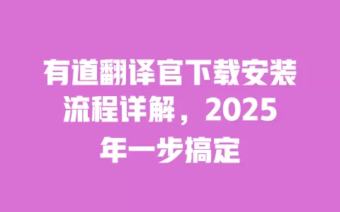 有道翻译官下载安装流程详解，2025年一步搞定 一