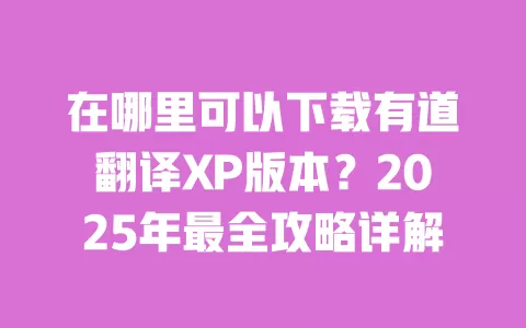 在哪里可以下载有道翻译XP版本？2025年最全攻略详解 一
