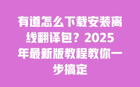 有道怎么下载安装离线翻译包?2025年最新版教程教你一步搞定 一