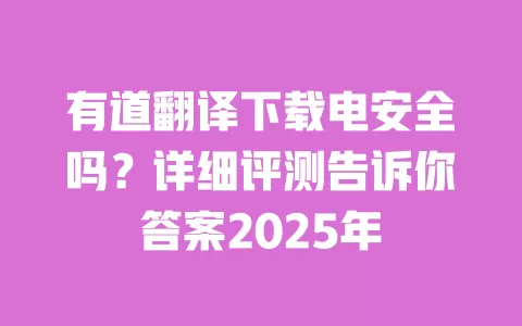 有道翻译下载电安全吗？详细评测告诉你答案2025年 一
