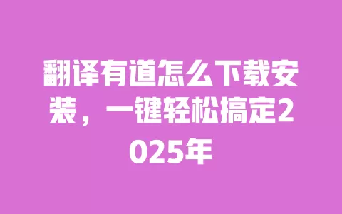 翻译有道怎么下载安装,一键轻松搞定2025年 一