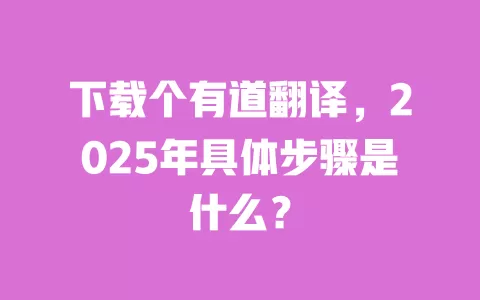 下载个有道翻译，2025年具体步骤是什么？ 一