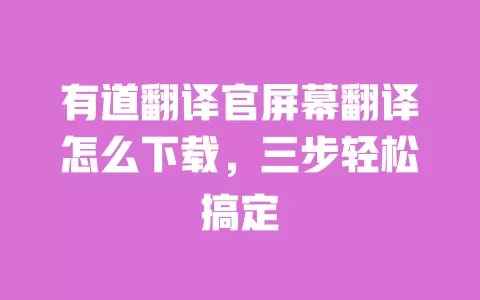 有道翻译官屏幕翻译怎么下载,三步轻松搞定 一