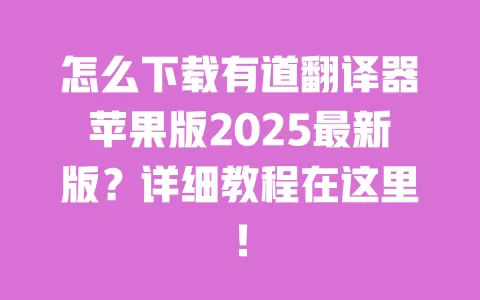 怎么下载有道翻译器苹果版2025最新版?详细教程在这里! 一
