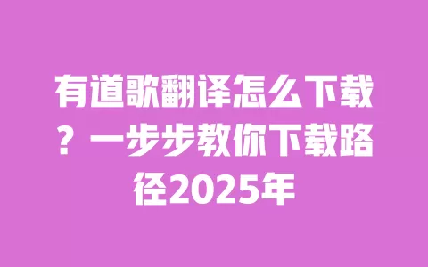 有道歌翻译怎么下载?一步步教你下载路径2025年 一