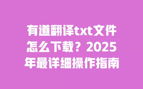 有道翻译txt文件怎么下载？2025年最详细操作指南 一