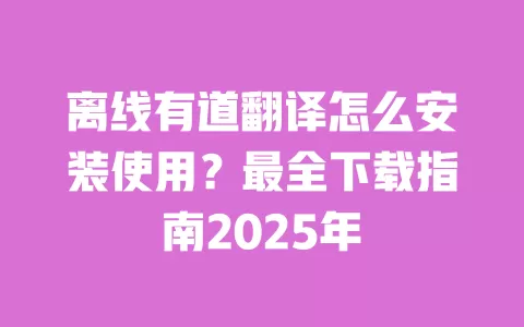 离线有道翻译怎么安装使用?最全下载指南2025年 一