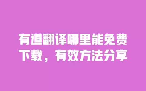 有道翻译哪里能免费下载，有效方法分享 一