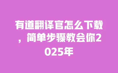 有道翻译官怎么下载，简单步骤教会你2025年 一