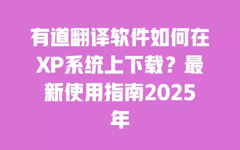 有道翻译软件如何在XP系统上下载?最新使用指南2025年 一