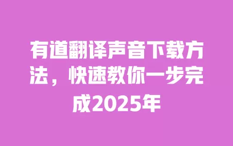 有道翻译声音下载方法,快速教你一步完成2025年 一