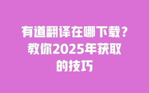 有道翻译在哪下载？教你2025年获取的技巧 一